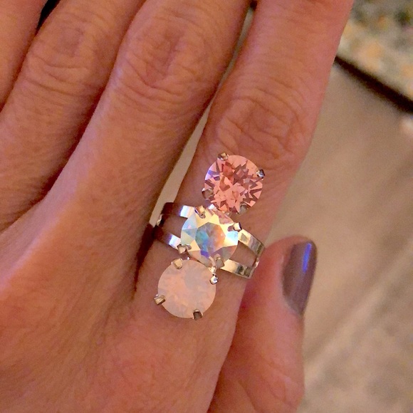 Pink Opal, AB + Rose Crystal Ring - Picture 1 of 7